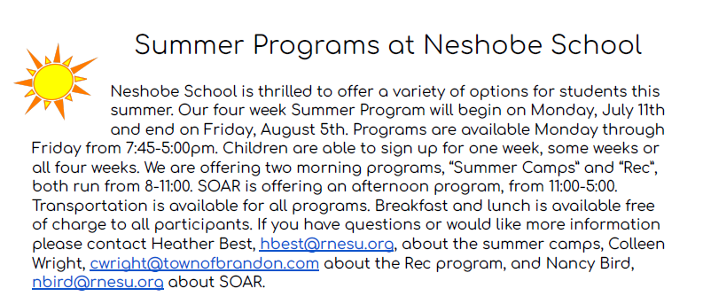 Summer Program Sign ups