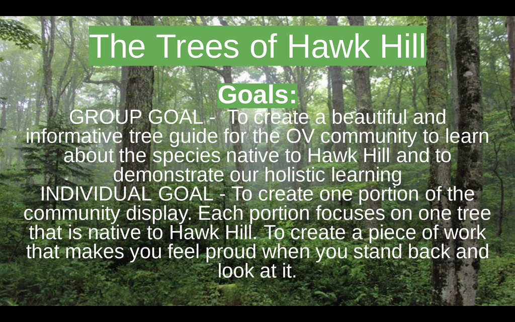 Goal of Trees of Hawk Hill project